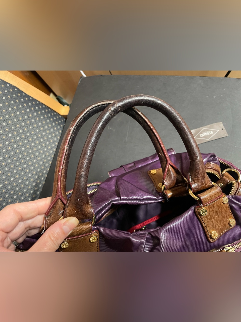 MZ Wallace Clara Satchel in Plum Slicker with Gold Tone Hardware - Picture 11 of 16